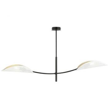 Lámpara de Suspensión Flor de Loto EPIKASA, Acero con Recubrimiento de Polvo y Tejido, Negro, Blanco y Oro, 103x60x11 cm