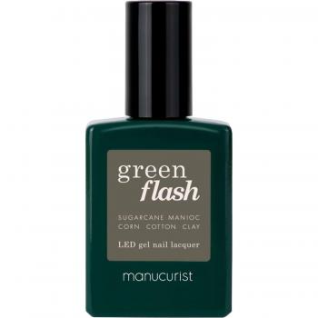 Manucurist Green Flash Esmalte Uñas Khaki 15ml - Laca de uñas LED, color khaki, fórmula vegana y cruelty-free, secado rápido, acabado brillante, envase de 15 ml