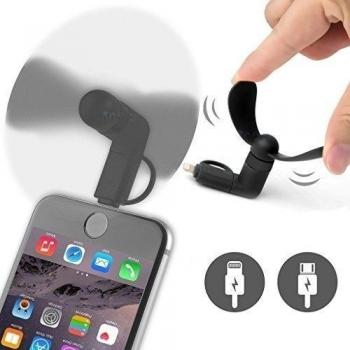 ONX3® (negro) Acer Iconia B1-720-L864 Universal Mobile Cell Teléfono Enfriamiento Portátil bolsillo Tamaño ventilador Accesorio 2 in 1 Conector Para Android Micro USB Y IOS iPhone