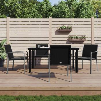 5-Piece Garden Dining Set with Cushions in Poly Rattan and Steel