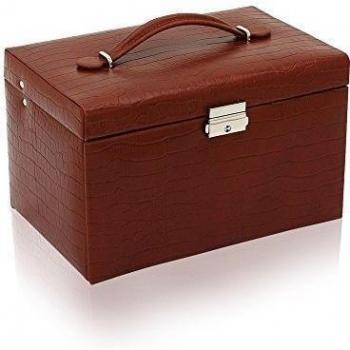 friedrich|23 - joyero Classico piel de cocodrilo relieve marrón