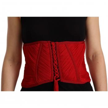 Dolce & Gabbana Red Silk Corset Belt Top - IT36 | XS, Stretch Waist Strap, Elegant Design