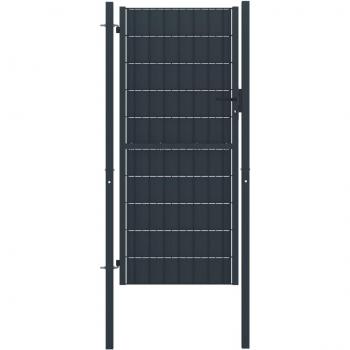 Puerta de valla de PVC y acero gris antracita 100x124 cm