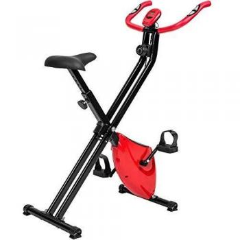Bicicleta estática plegable Fit x de Tectake, con consola, estructura robusta de acero con revestimiento en polvo, diseño en forma de X, manillar con sistema de correas y freno magnético sin desgaste