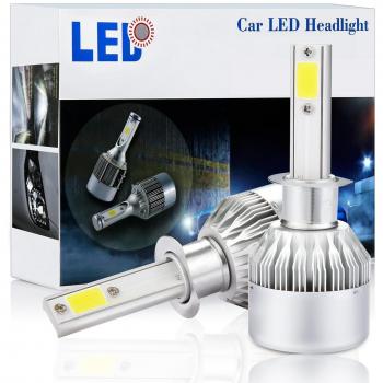 H1 60W LED COB bombillas para faros delanteros, A1 60 W 7200LM 6000 K Lámparas de luz Blanca Bombillas IP68 luz de cruce LED Kit de conversión con chip COB y ventilador, 2 unidades – 1 año garantía
