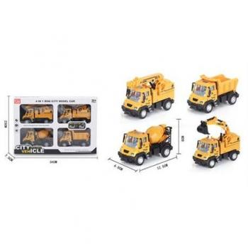 Set de 4 vehículos - Camiones de construcción