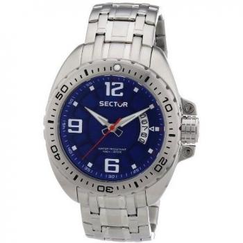 Sector Men's Quartz Watch with Blue Dial Analogue Display and Silver Stainless Steel Bracelet R3253573004
