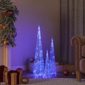Set de Cono de Luz LED Decorativo Acrílico 30/45/60cm en Colores Blanco Cálido, Blanco Frío y Azul - vidaXL