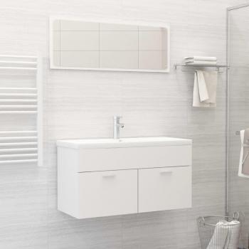 Conjunto de muebles de baño 2 piezas de madera blanca multicapa y contrachapada blanco