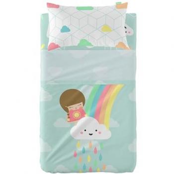Juego de Sábanas para Cuna 2 Piezas Multicolor Rainbow 120x180 cm, 100% Algodón, Calidad de 150 TC, Fabricado en España