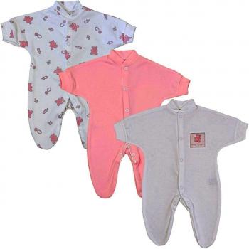 Babyprem Bebé Prematuro 3 x Pijama Mameluco Ropa de Algodón Niñas 38-44cm Oso Rosa P2