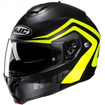 HJC Casco Modular C91N Nepos MC3HSF Negro-Amarillo Flúor, tipo modular, color negro con amarillo flúor, diseño aerodinámico, visor anti-rayaduras, sistema de ventilación avanzado,