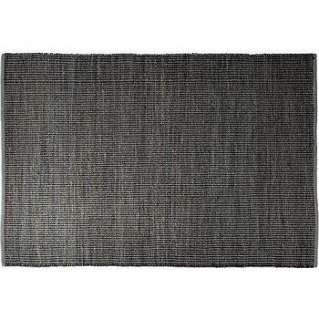 Alfombra de salón rectangular 160x230 hecha a mano en lana negra imitación lisa GOBI