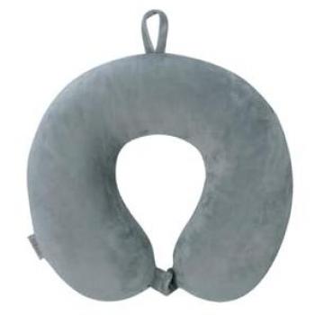 Almohada de Viaje Pylot Memory Foam Gris Titanium con Soporte Ergonómico, Textura Suave y Broche para Asegurar al Cuello