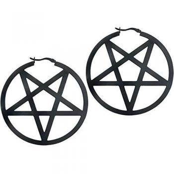 Wildcat Black Pentagram Mujer Pendiente Standard, Acero Inoxidable,