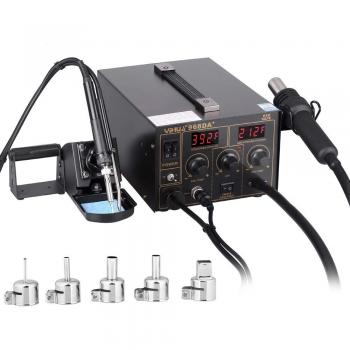 Estacion de soldadura 3 en 1 electronica Kit del Soldador Digital con Pistola de Aire Caliente 968D A+