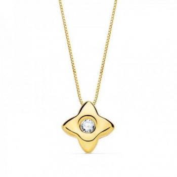 Gargantilla Oro 18k Mujer Estrella 6 Mm Diamante 0.05ct Reasa Centro