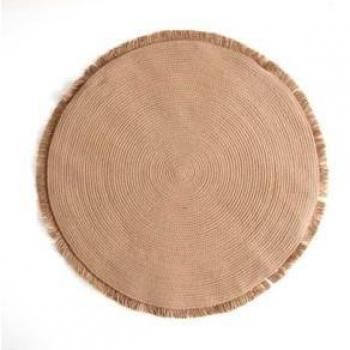 Alfombra de Yute con Flecos Natural de Ø100 cm