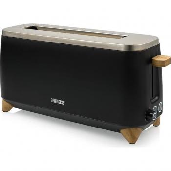 Tostador Princess Pure 142361 - 1000W, tostadora de dos ranuras, diseño compacto, función de descongelación, ajuste de dorado, bandeja recogemigas extraíble