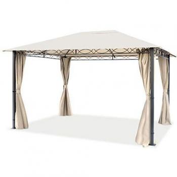 Cenador de jardín Toolport 3x4 m impermeable con 4 partes laterales, aprox. 220g/m² lona de techo en carpa de fiesta color beige