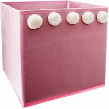 Caja de almacenamiento de pompones x 5 rosa