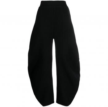 Alaia Women's Round Wool Blend Trousers in Black | Size 38 | AA9P10734M812