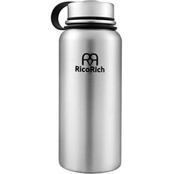 ricorich hacha apertura grande de doble pared de acero inoxidable deporte botella de agua isotérmica para el deporte, senderismo, Camping, exteriores & La escuela de hidratación – sin BPA, 30oz silver