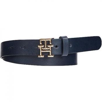 Cinturón de Cuero Tommy Hilfiger Logo 2.5 cm Azul Espacial 95 cm Mujer
