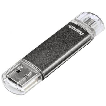 Hama Laeta Twin Pendrive USB 2.0 64 GB Doble Salida Micro USB y USB-A, Velocidad de Lectura 10 MB/s, Color Gris