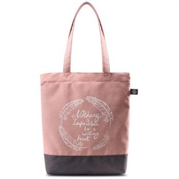 Bwiv bolso shopper de lona mujer con frase inglesa bolso de mano o de hombro Rosa claro con frase #2