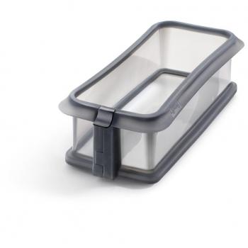 Lékué Duo - Molde rectangular desmontable, 24 cm + plato cerámica, color gris transparente