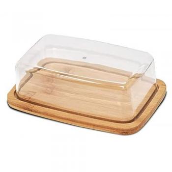 Bandeja Bambu Mantequillero Aperitivos para Servir con Tapa 19 x 12,5 x 5,2 cm