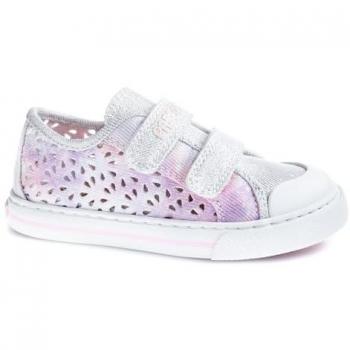 Zapatilla Deportiva de Lona para Niña con Velcro, Color Plata, Talla 33 EU