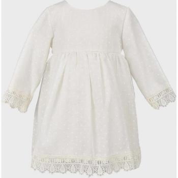 Vestido de bebé niña blanco de algodón con manga francesa