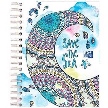 Oxford, Cuaderno A5+ Microperforado , Tapas Extraduras con Mandalas, Cuadriculado 5x5, 120 Hojas Microperforadas, Twist & Colour