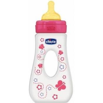Chicco 00075724110000 - Biberón de Paseo Rosa, Tetina de Caucho, Libre de BPA, 240 ml