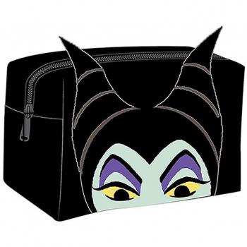 Neceser de Viaje Maléfica de Disney - Color Negro - Gran Capacidad de Almacenamiento - Cierre de Cremallera - Estampado de Villanas - Producto Original