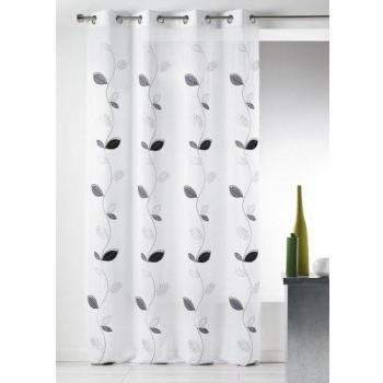 Cortina Voile Etamine Bordada Diseño Hoja Blanca 140 x 240 cm