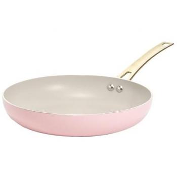 Sartén Antiadherente Cerámica Rosa 26 cm con Mango Dorado