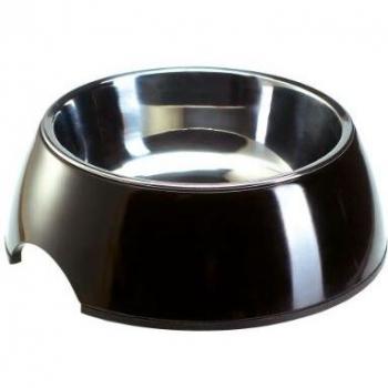 Comedero para Perro Hunter de Melamina en Color Negro con Recipiente de Acero Inoxidable - 160 ml