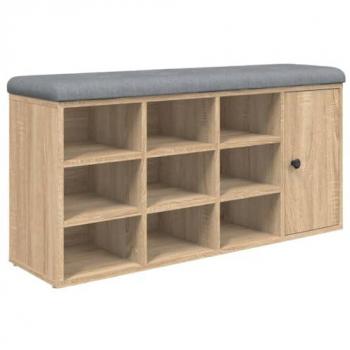 Banco zapatero de madera de ingeniería roble Sonoma 102x32x50 cm Marrón