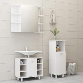 Conjunto de muebles de baño 3 piezas blanco brillo