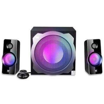 Altavoces Woxter Big Bass 260 RGB 2.1 150W con conexión 3,5mm, iluminación RGB, control de volumen ergonómico con cable y doble conexión para PC, smartphones y videoconsolas