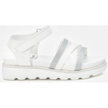 Sandalia Xti Kids 150368 Blanco con Tiras Metalizadas y Cierre Autoadherente