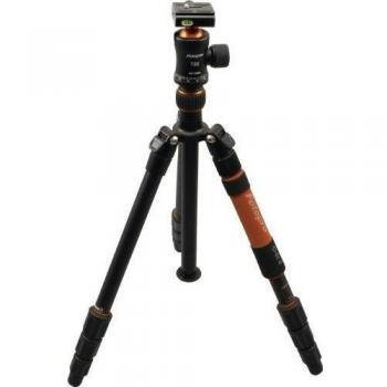 Rollei C5i II+T-3S - Trípode compacto con cabeza esférica, funcíon monopie, capacidad máxima 10 kg, con 3 picos integrados, ARCA SWISS compatible, color naranja