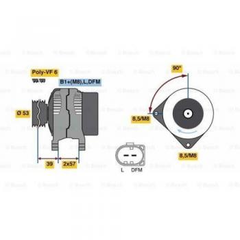 Alternador Bosch 14V 140A para Volkswagen, Audi, Skoda y Seat - Modelo 0 986 080 600