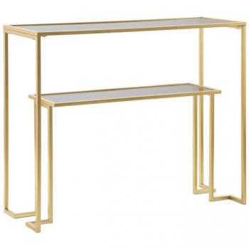 Consola Nivel Mauro Ferretti con Estante de Metal Dorado y Cristal 100x35x80 cm