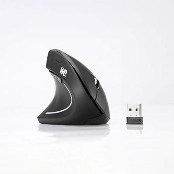 Ratón Vertical Inalámbrico Ergonómico para Zurdos - 5 Botones, 2.4GHz, Recargable, DPI Ajustable - Prevención del Síndrome del Ratón - Negro