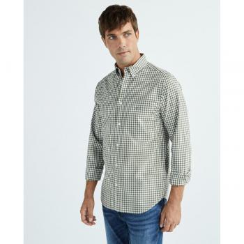 Camisa de hombre Gant Regular Fit de popelín a cuadros Vichy verde
