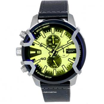 Diesel Griffed Chronograph Black Leather Watch DZ4584